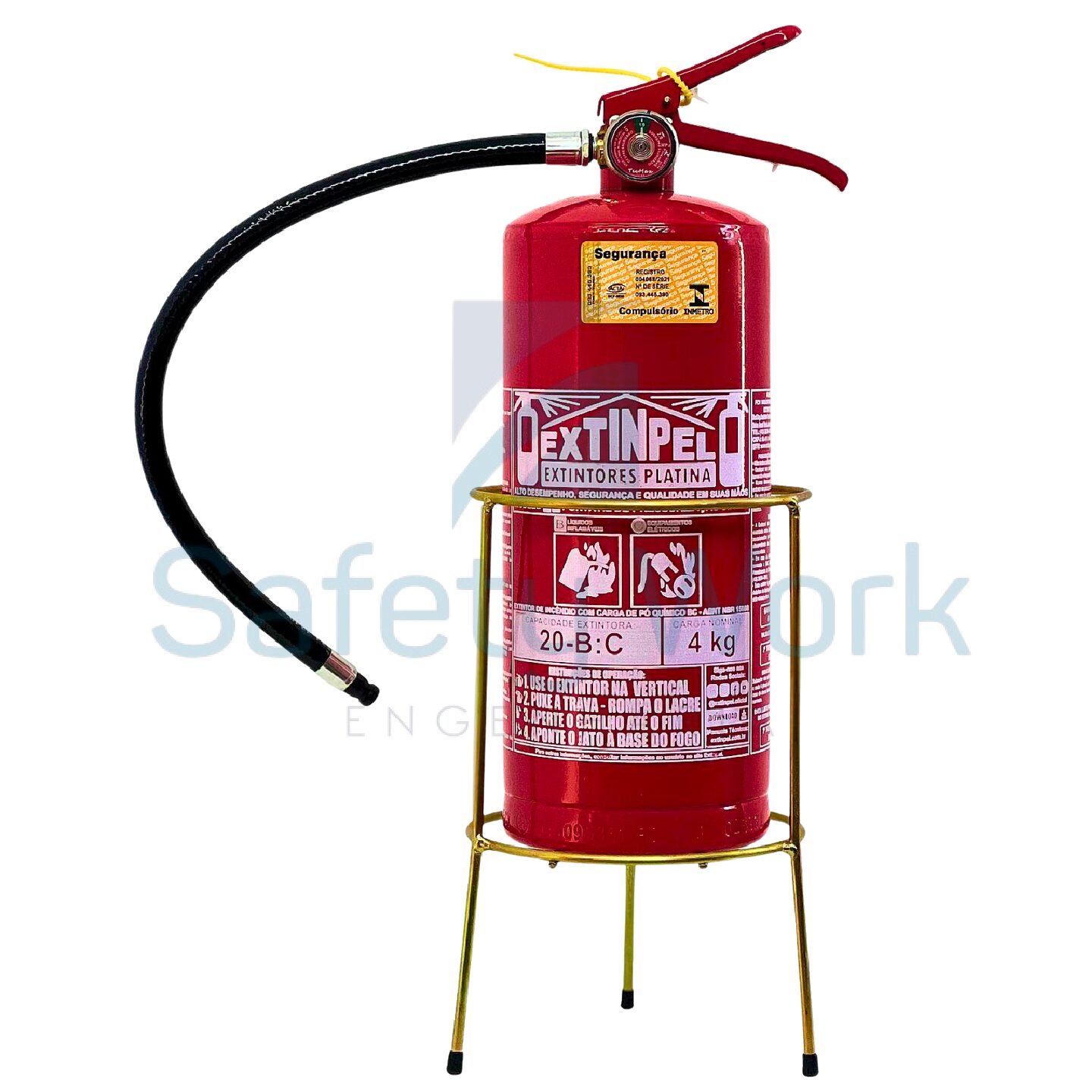 Kit Extintor de Incêndio Pó Químico Seco BC (PQS) 4kg + Suporte