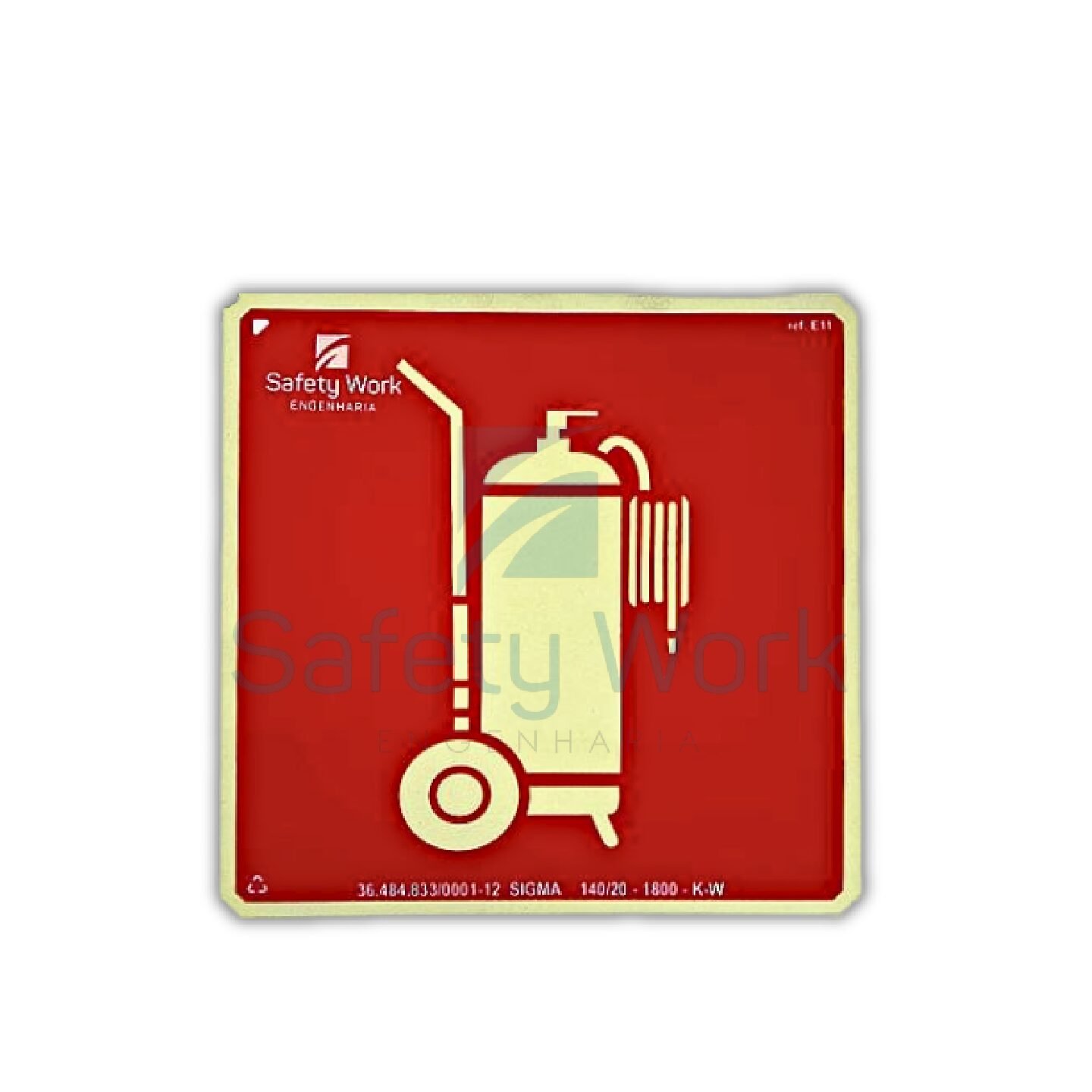 Placa de Sinalização Ref. E11 Extintor de Incêndio Tipo Carreta