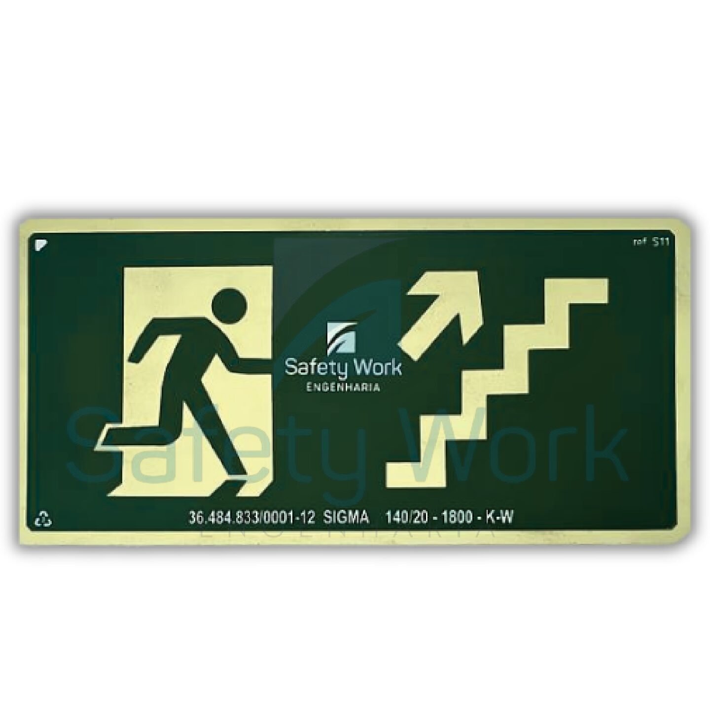 Placa de Sinalização Ref. S11 Saída por Escada que Sobe à Direita