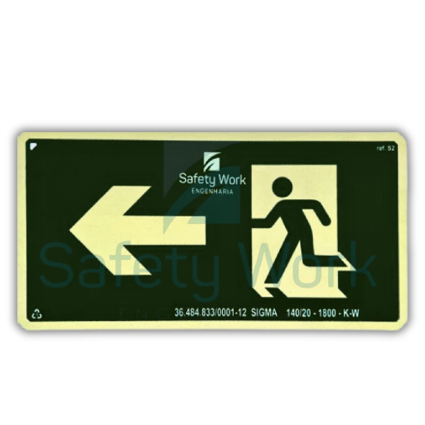 Placa de Sinalização Ref. S2 Saída de Emergência Esquerda