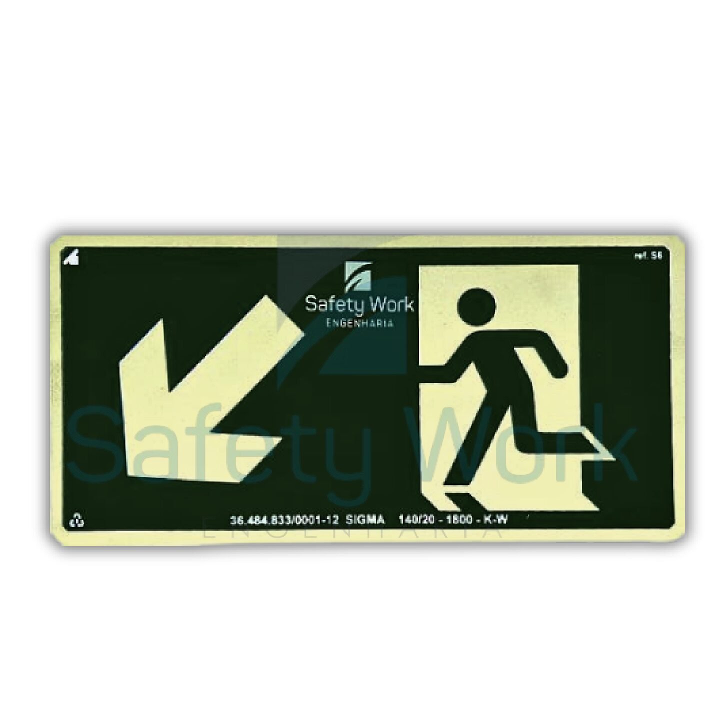 Placa de Sinalização Ref. S7 Saída Abaixo à Esquerda