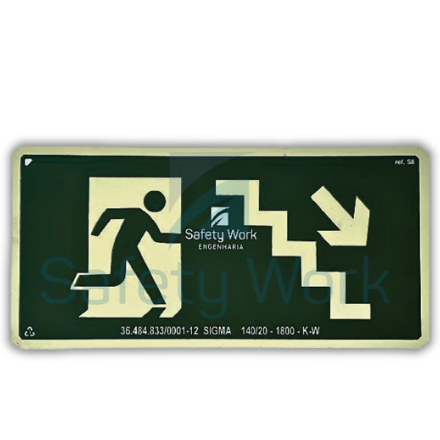 Placa de Sinalização Ref. S8 Saída por Escada que Desce à Direita