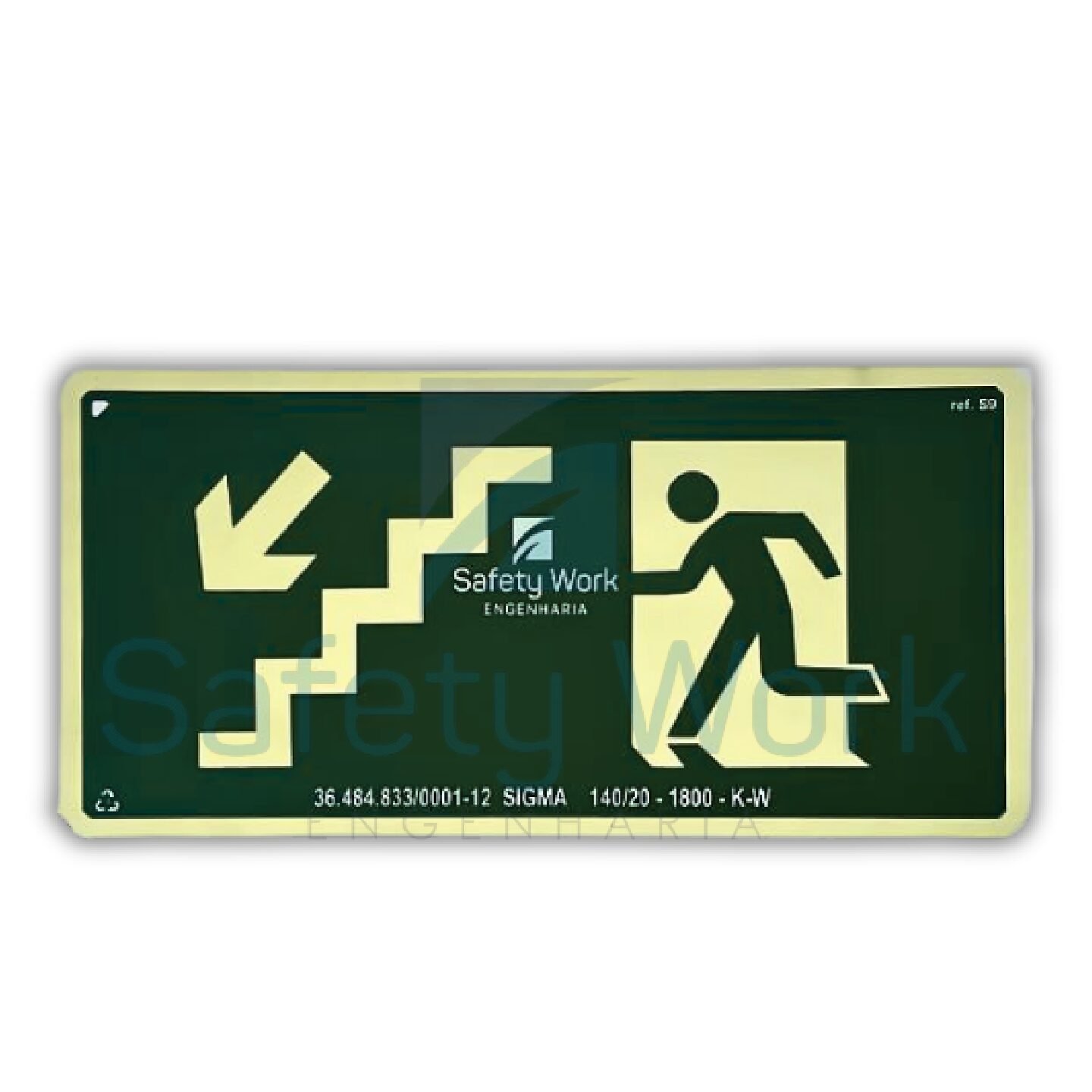 Placa de Sinalização Ref. S9 Saída por Escada que Desce à Esquerda